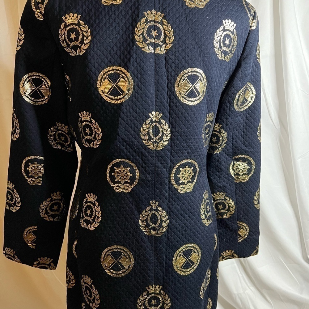 #Vintage Albert Nipon Navy & Gold Print Jacket - Picture 2 of 6